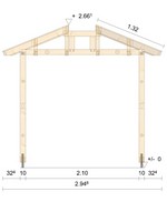 Zeichnung - Holzvordach Odenwald Typ2 22° mit Seitenwand gerade