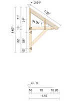 Zeichnung - Holzvordach Odenwald Typ2 34° mit Kopfband