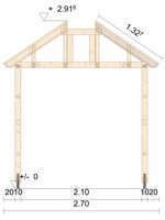 Zeichnung - Holzvordach Odenwald Typ2 34° mit Seitenwand gerade