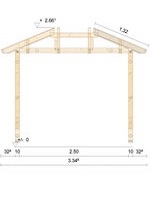 Zeichnung - Holzvordach Odenwald Typ3 22° mit Strebe gerade