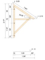 Zeichnung - Holzvordach Pfaelzerwald 34° Dachneigung