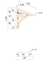 Zeichnung - Holzvordach Schwarzwald 22° mit Kopfband gebogen