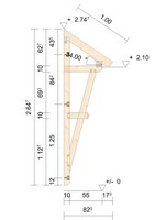 Zeichnung - Holzvordach Schwarzwald 34° mit Strebe Zierestrebe